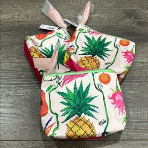 3/$12 Estée Lauder Pineapple Print Wristlet Cosmetic Bag